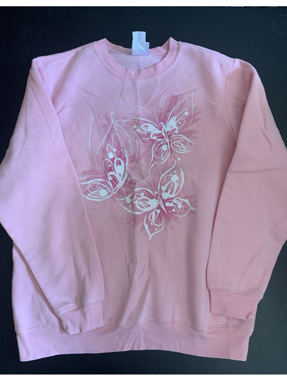 Morning Sun Sweatshirt Women's Pink Butterflies Large
